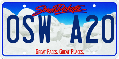 SD license plate 0SWA20