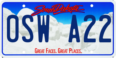 SD license plate 0SWA22