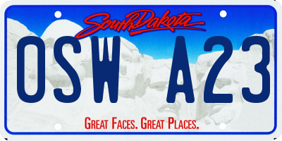 SD license plate 0SWA23