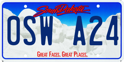 SD license plate 0SWA24