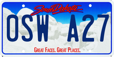 SD license plate 0SWA27