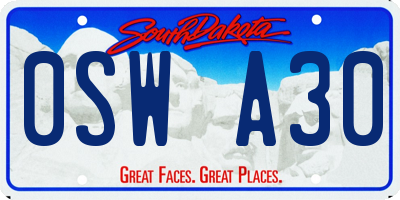 SD license plate 0SWA30