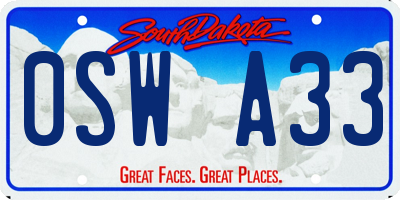 SD license plate 0SWA33