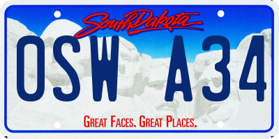 SD license plate 0SWA34