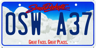 SD license plate 0SWA37