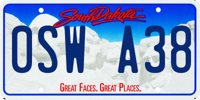 SD license plate 0SWA38