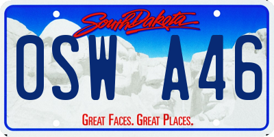 SD license plate 0SWA46