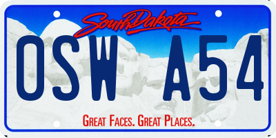 SD license plate 0SWA54