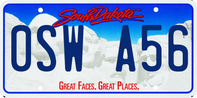 SD license plate 0SWA56