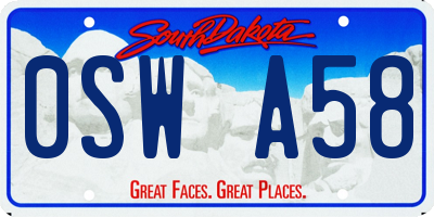 SD license plate 0SWA58