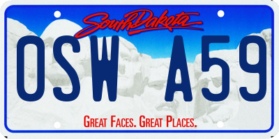 SD license plate 0SWA59