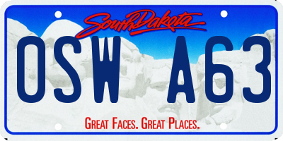 SD license plate 0SWA63