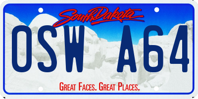 SD license plate 0SWA64