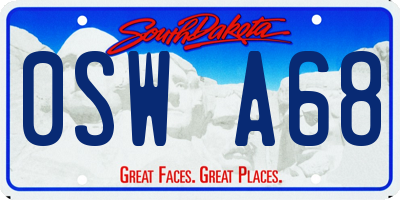 SD license plate 0SWA68