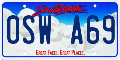 SD license plate 0SWA69