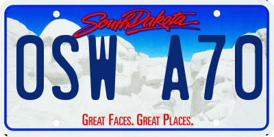SD license plate 0SWA70