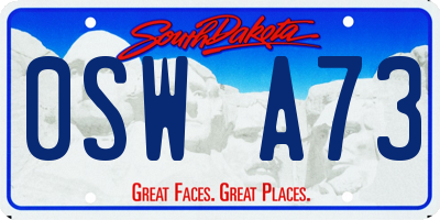 SD license plate 0SWA73