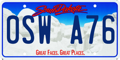 SD license plate 0SWA76