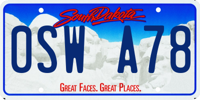 SD license plate 0SWA78