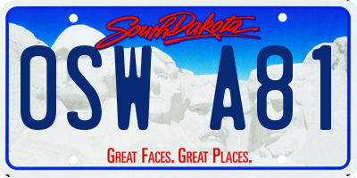SD license plate 0SWA81