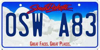 SD license plate 0SWA83