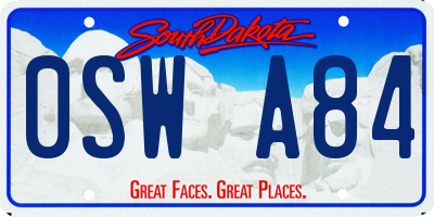 SD license plate 0SWA84