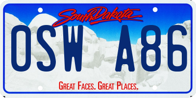 SD license plate 0SWA86