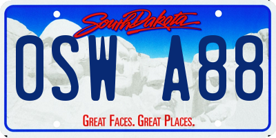 SD license plate 0SWA88