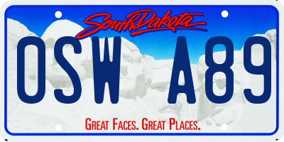 SD license plate 0SWA89
