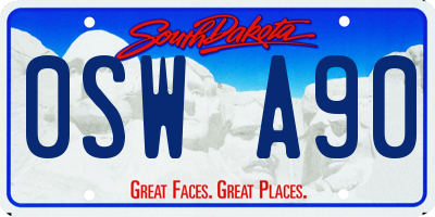 SD license plate 0SWA90