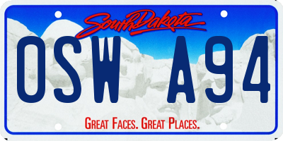 SD license plate 0SWA94