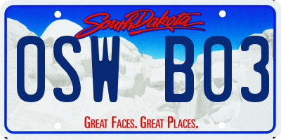 SD license plate 0SWB03
