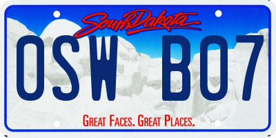 SD license plate 0SWB07