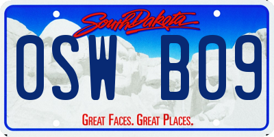 SD license plate 0SWB09