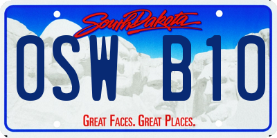 SD license plate 0SWB10