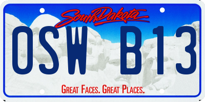 SD license plate 0SWB13