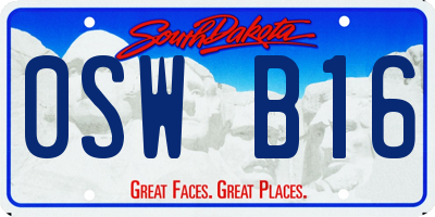 SD license plate 0SWB16