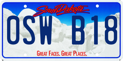 SD license plate 0SWB18
