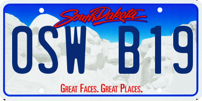 SD license plate 0SWB19