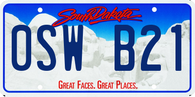 SD license plate 0SWB21