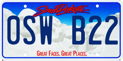 SD license plate 0SWB22