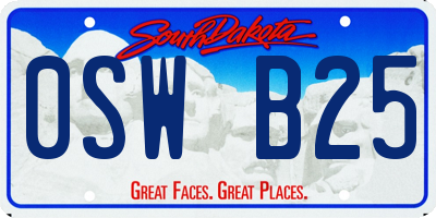 SD license plate 0SWB25