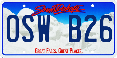SD license plate 0SWB26