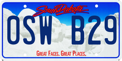 SD license plate 0SWB29