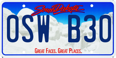 SD license plate 0SWB30