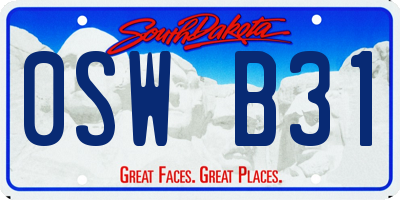 SD license plate 0SWB31