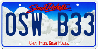 SD license plate 0SWB33