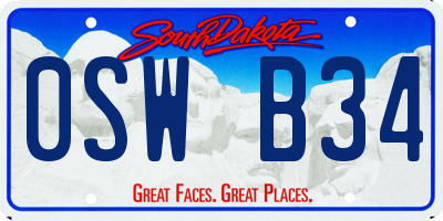 SD license plate 0SWB34