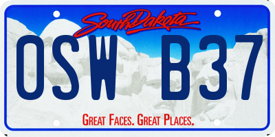 SD license plate 0SWB37