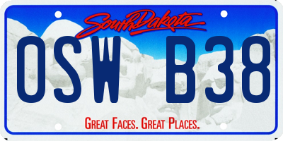 SD license plate 0SWB38